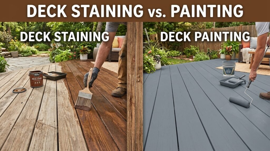 deck stain vs painting